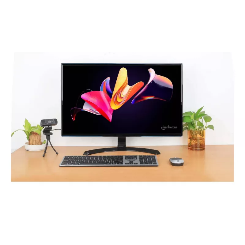 Manhattan One Single USB-A Nano Receiver for Both, Full-Size Wireless tastatūra, Ambidextrous Optical pele ar Three Buttons and Scroll Wheel, 1200 dpi, Silver/Melns