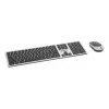 Manhattan One Single USB-A Nano Receiver for Both, Full-Size Wireless tastatūra, Ambidextrous Optical pele ar Three Buttons and Scroll Wheel, 1200 dpi, Silver/Melns