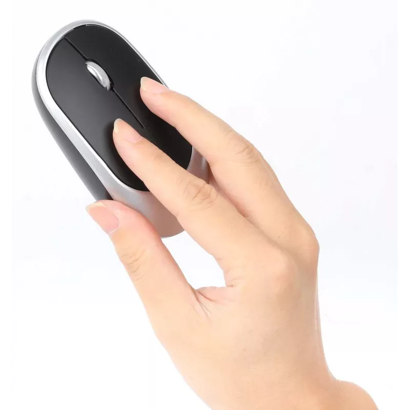 Manhattan One Single USB-A Nano Receiver for Both, Full-Size Wireless tastatūra, Ambidextrous Optical pele ar Three Buttons and Scroll Wheel, 1200 dpi, Silver/Melns