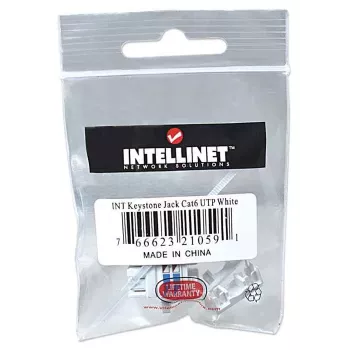 Intellinet Keystone ligzda, Cat6, UTP, Punch-down, balta, plakana, balta, RJ-45, sievišķā, 22/26, Cat6