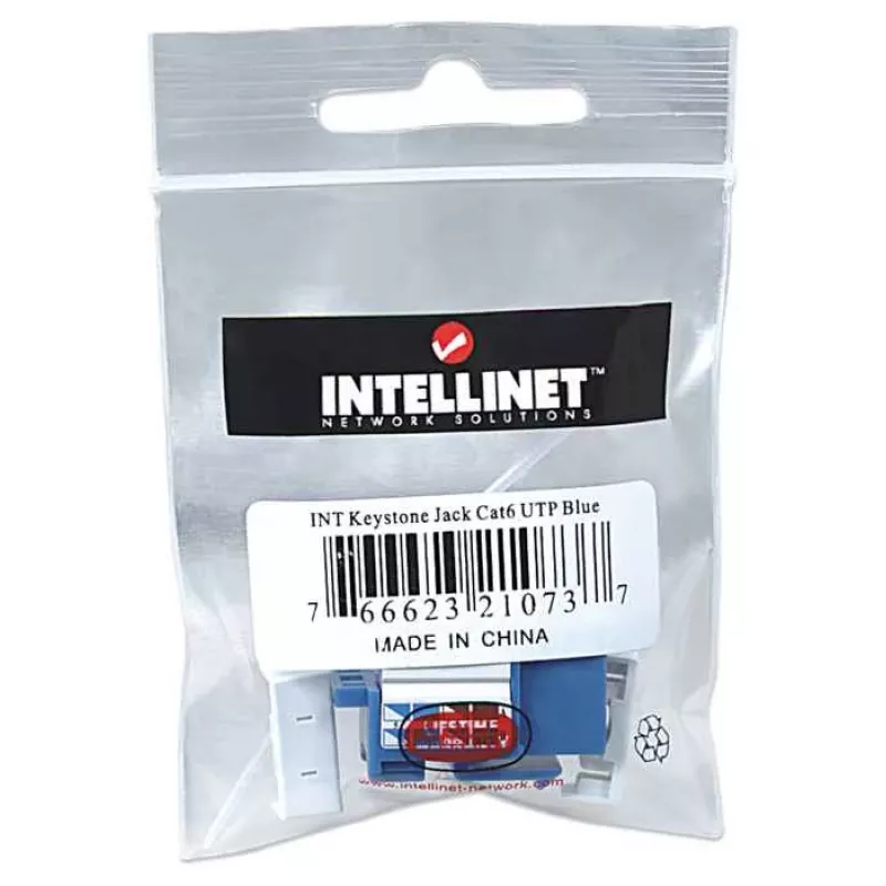 Intellinet Keystone Jack, Cat6, UTP, Punch-down, zils, plakans, zils, RJ-45, sievišķīgs, 22/26, Cat6