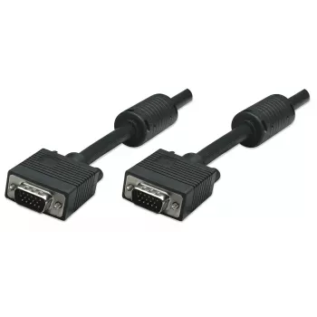 Manhattan VGA monitora kabelis (ar ferīta serdeņiem), 10 m, melns, vīr.-vīr., HD15, kabelis ar augstāku SVGA specifikāciju (pilnībā saderīgs), ekranējums ar ferīta serdeņiem palīdz samazināt EMI traucējumus, uzlabojot video pārraidi, mūža garantija