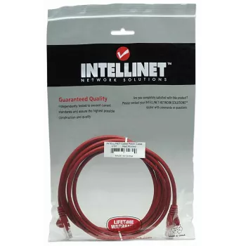 Intellinet tīkla komutācijas kabelis, Cat5e, 5 m, sarkans, CCA, U/UTP, PVC, RJ45, zeltīti kontakti, bez aizķeršanās, ar aizsarguzmavu, mūža garantija