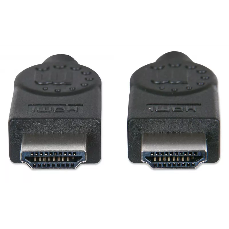 Manhattan HDMI 4K@30Hz kabelis ar Ethernet, 1 m, piemērots VISIEM 1080p/HD un lielākajai daļai 4K lietojumu (pārliecinieties par savas sistēmas 4K specifikāciju), vīrišķais – vīrišķais, melns, Ultra HD 4k x 2k, mūža garantija, ātrdarbīgs, ekvivalents HDMM1MHS