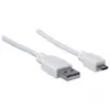 Manhattan USB-A uz Micro-USB kabelis, 1,8 m, vīrietis uz vīrieti, 480 Mb/s (USB 2.0), Hi-Speed USB, balts, mūža garantija