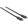 Manhattan USB-C uz USB-C kabelis, 1 m, vīrišķais–vīrišķais, melns, 10 Gbps (USB 3.2 Gen2, zināms arī kā USB 3.1), 3 A (ātrā uzlāde), SuperSpeed+ USB, mūža garantija, ekvivalents USB31CC1M