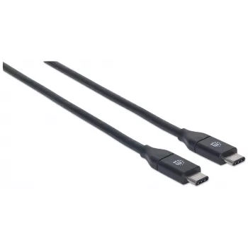 Manhattan USB-C uz USB-C kabelis, 1 m, vīrišķais–vīrišķais, melns, 10 Gbps (USB 3.2 Gen2, zināms arī kā USB 3.1), 3 A (ātrā uzlāde), SuperSpeed+ USB, mūža garantija, ekvivalents USB31CC1M