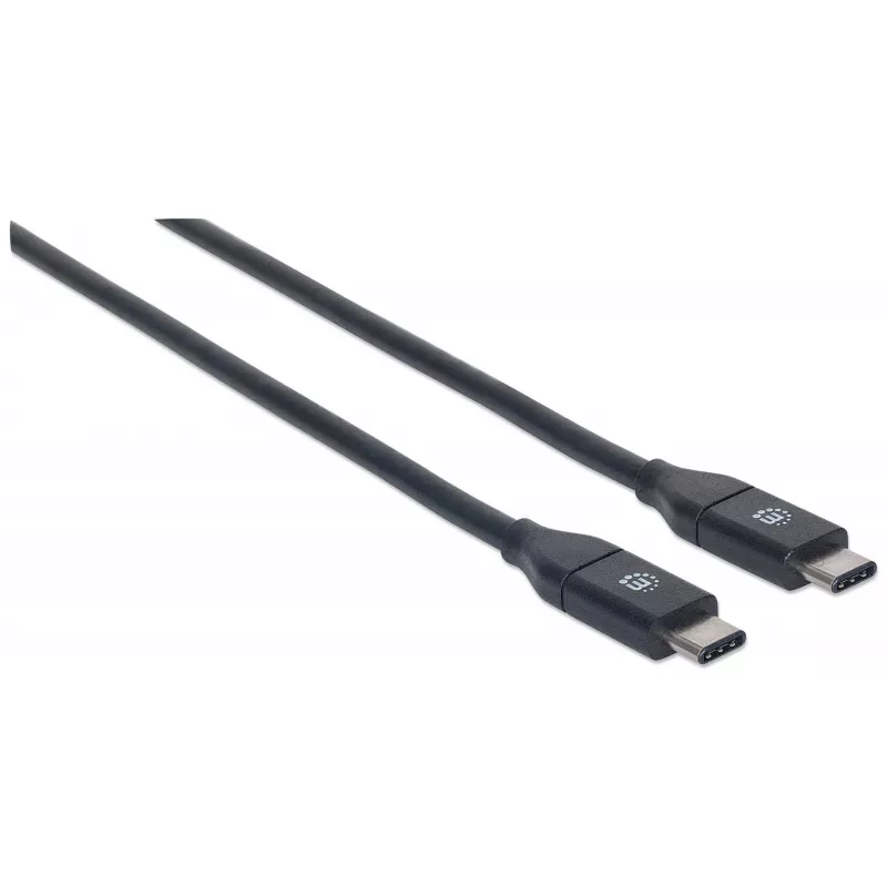 Manhattan USB-C uz USB-C kabelis, 1 m, vīrišķais–vīrišķais, melns, 10 Gbps (USB 3.2 Gen2, zināms arī kā USB 3.1), 3 A (ātrā uzlāde), SuperSpeed+ USB, mūža garantija, ekvivalents USB31CC1M