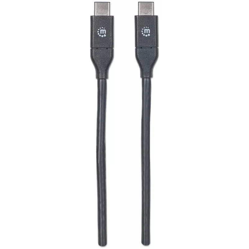 Manhattan USB-C uz USB-C kabelis, 1 m, vīrišķais–vīrišķais, melns, 10 Gbps (USB 3.2 Gen2, zināms arī kā USB 3.1), 3 A (ātrā uzlāde), SuperSpeed+ USB, mūža garantija, ekvivalents USB31CC1M