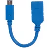 Manhattan USB-C uz USB-A kabelis, 15 cm, vīrišķais pret sievišķo, 5 Gbps (USB 3.2 Gen1 jeb USB 3.0), 3A (ātrā uzlāde), SuperSpeed USB, zils, mūža garantija, ekvivalents USB31CAADP (izņemot krāsu)