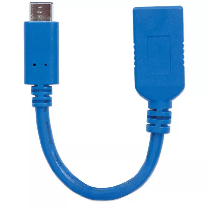 Manhattan USB-C uz USB-A kabelis, 15 cm, vīrišķais pret sievišķo, 5 Gbps (USB 3.2 Gen1 jeb USB 3.0), 3A (ātrā uzlāde), SuperSpeed USB, zils, mūža garantija, ekvivalents USB31CAADP (izņemot krāsu)