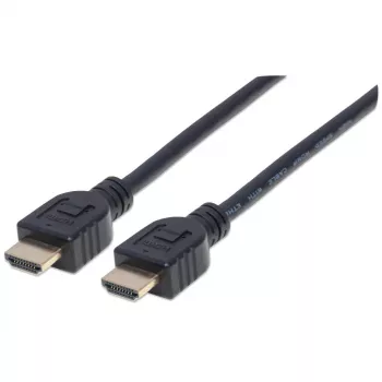 Manhattan HDMI 4K@60Hz kabelis ar Ethernet - CL3 novērtējums, 5 m, piemērots lietošanai sienā, visām 4K un 1080p/HD lietojumprogrammām - jauninot tagad vai sagatavojot to nākotnes vajadzībām, vīrišķais uz vīrišķo, melns, Ultra HD 4k x 2k, mūža garantija, augstākās klases ātrgaitas