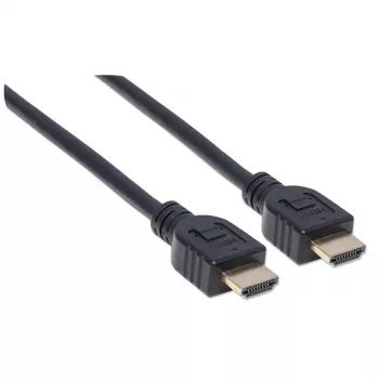 Manhattan HDMI 4K@60Hz kabelis ar Ethernet - CL3 novērtējums, 5 m, piemērots lietošanai sienā, visām 4K un 1080p/HD lietojumprogrammām - jauninot tagad vai sagatavojot to nākotnes vajadzībām, vīrišķais uz vīrišķo, melns, Ultra HD 4k x 2k, mūža garantija, augstākās klases ātrgaitas