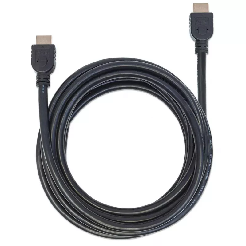 Manhattan HDMI 4K@60Hz kabelis ar Ethernet - CL3 novērtējums, 5 m, piemērots lietošanai sienā, visām 4K un 1080p/HD lietojumprogrammām - jauninot tagad vai sagatavojot to nākotnes vajadzībām, vīrišķais uz vīrišķo, melns, Ultra HD 4k x 2k, mūža garantija, augstākās klases ātrgaitas