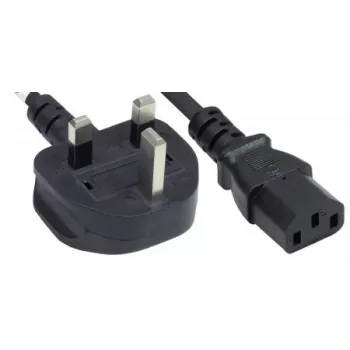 Manhattan elektrības vads/kabelis, UK 3 kontaktu spraudnis uz C13 ligzdu (tējkannas vads), 1,8 m, 10A, melns, mūža garantija