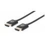 Manhattan HDMI kabelis ar Ethernet (īpaši plāns), 4K@60Hz (Premium High Speed), 1 m (3 pēdas), vīriešu-vīriešu, melns, Ultra HD 4k x 2k, pilnībā ekranēts, zeltīti kontakti, mūža garantija