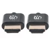 Manhattan HDMI kabelis ar Ethernet (īpaši plāns), 4K@60Hz (Premium High Speed), 1 m (3 pēdas), vīriešu-vīriešu, melns, Ultra HD 4k x 2k, pilnībā ekranēts, zeltīti kontakti, mūža garantija