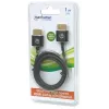 Manhattan HDMI kabelis ar Ethernet (īpaši plāns), 4K@60Hz (Premium High Speed), 1 m (3 pēdas), vīriešu-vīriešu, melns, Ultra HD 4k x 2k, pilnībā ekranēts, zeltīti kontakti, mūža garantija