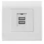 Intellinet 2-Port USB-A sienas kontaktligzda ar priekšējo plāksni, divi uzlādes porti ar drošības aizsargu, 5 V / 2,1 A izeja, 80 x 80 Eiropas priekšējā plāksne