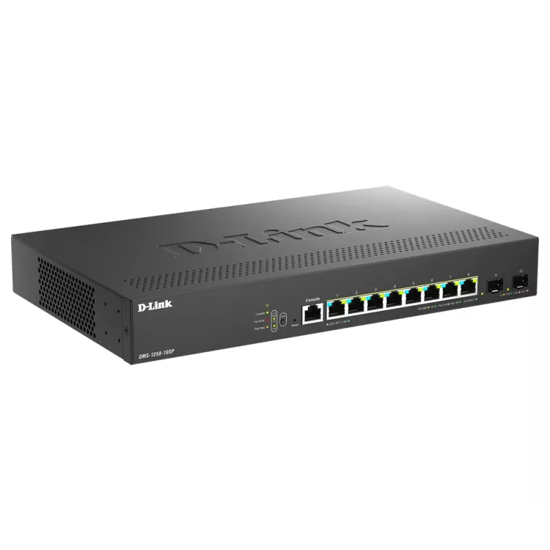 D-Link DMS-1250-10SP/E tīkla komutators pārvaldāms 2.5G Ethernet (100/1000/2500) Power over Ethernet (PoE) melns