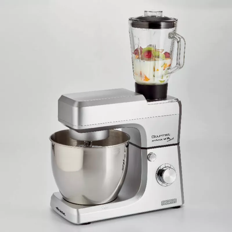 Ariete 1598 Gourmet Professional 7L Metal - planetārais mikseris ar blenderi - nerūsējošā tērauda bļoda - 7 L - stikla krūze - 1200 W - 6 ātrumi