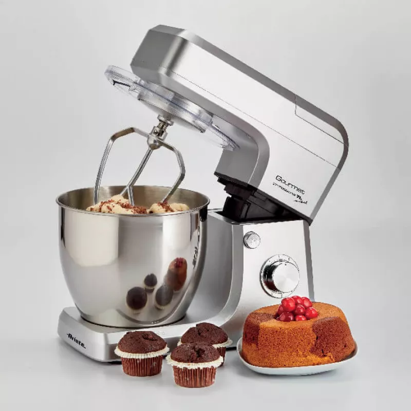 Ariete 1598 Gourmet Professional 7L Metal - planetārais mikseris ar blenderi - nerūsējošā tērauda bļoda - 7 L - stikla krūze - 1200 W - 6 ātrumi