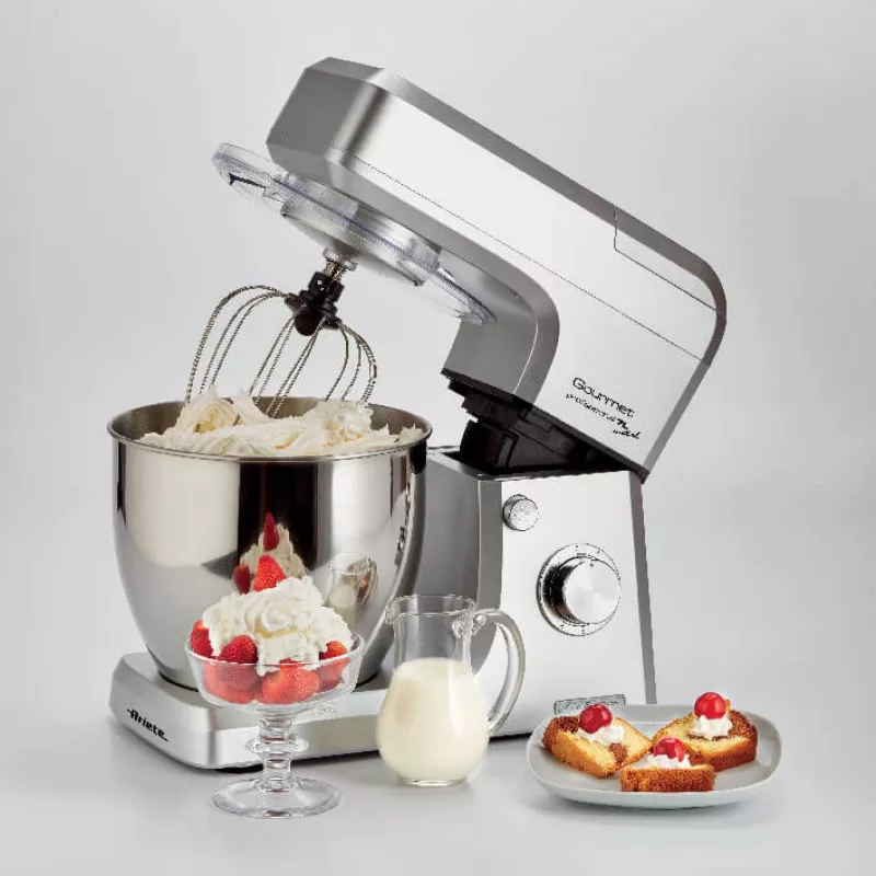 Ariete 1598 Gourmet Professional 7L Metal - planetārais mikseris ar blenderi - nerūsējošā tērauda bļoda - 7 L - stikla krūze - 1200 W - 6 ātrumi