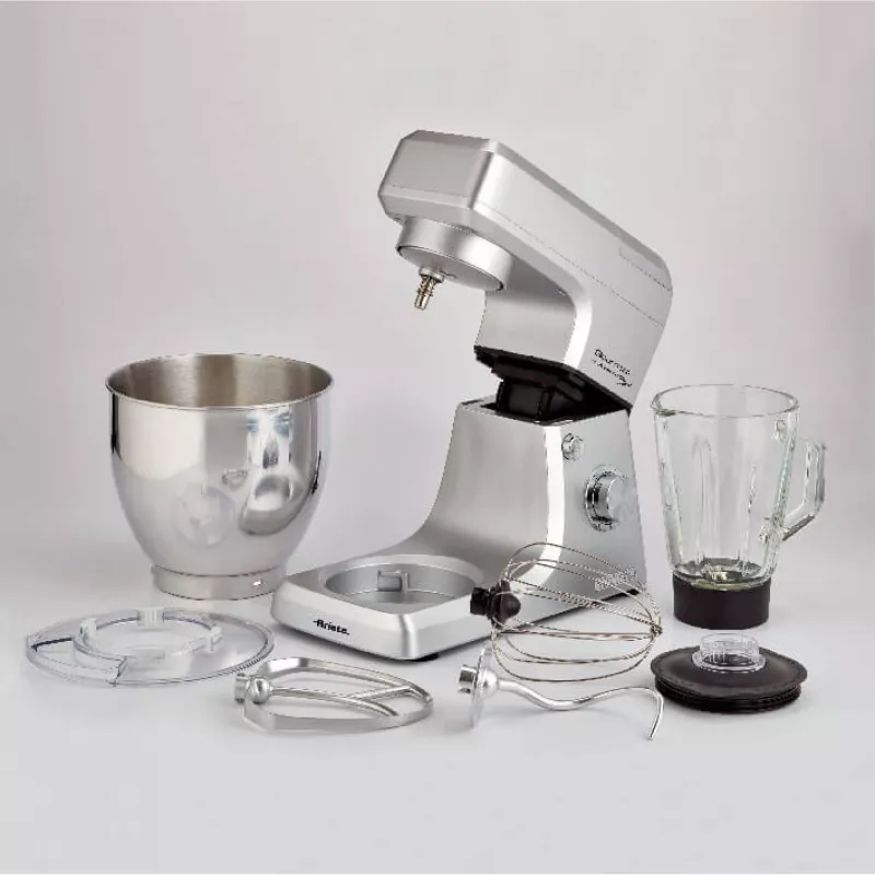 Ariete 1598 Gourmet Professional 7L Metal - planetārais mikseris ar blenderi - nerūsējošā tērauda bļoda - 7 L - stikla krūze - 1200 W - 6 ātrumi