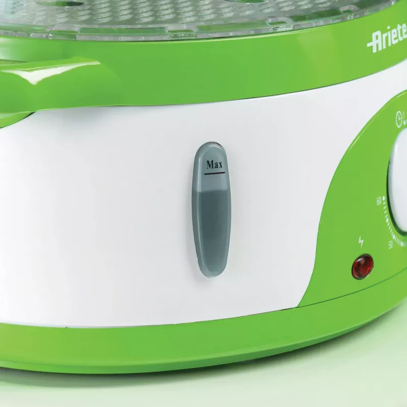 Ariete 911 Healthy Steam - Elektriskais tvaicētājs - 3 grozi - Rīsu trauks - Taimeris 60 min - 800 W - 9 litri - Balta un zaļa
