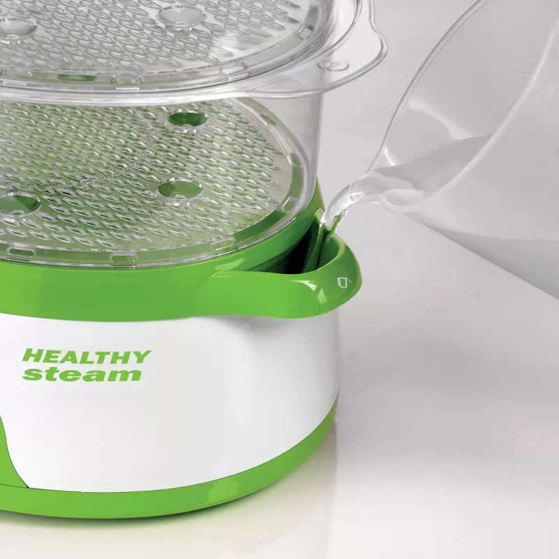 Ariete 911 Healthy Steam - Elektriskais tvaicētājs - 3 grozi - Rīsu trauks - Taimeris 60 min - 800 W - 9 litri - Balta un zaļa