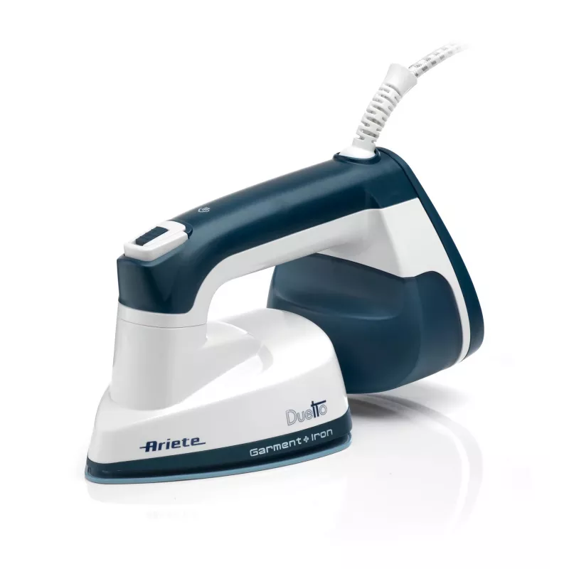 Ariete 6246 Duetto apģērbu gludeklis - vertikālais gludeklis un gludeklis ar nepiedegošu keramikas plāksni - 1000 W - balts un zils