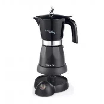 Ariete 1368 Moka Aroma, Elektriskais Moka katliņš, 4/6 krūzes, 480 W, automātiskā izslēgšanās, uztur temperatūru 30 grādos, melns