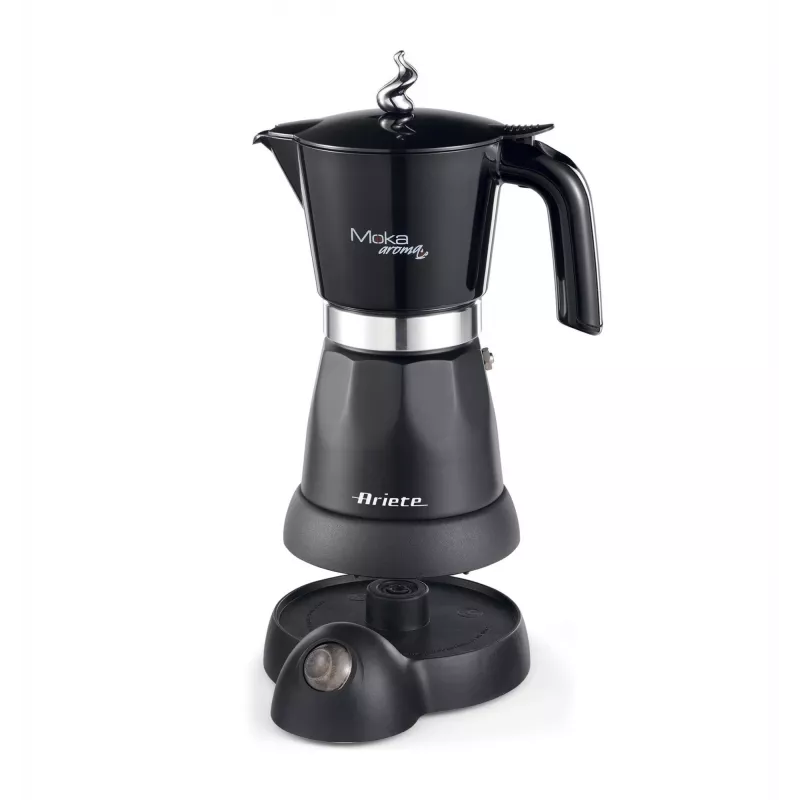 Ariete 1368 Moka Aroma, Elektriskais Moka katliņš, 4/6 krūzes, 480 W, automātiskā izslēgšanās, uztur temperatūru 30 grādos, melns