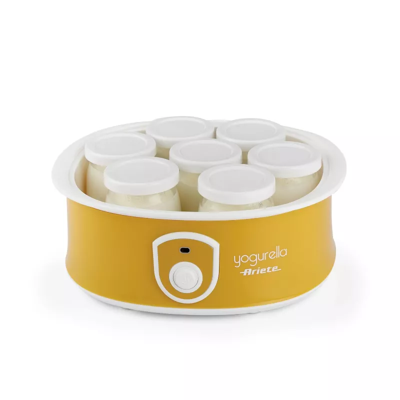 Ariete 617 Yogurella - elektriskais jogurta gatavotājs - 7 stikla burciņas - 1,3 kg mājās gatavota jogurta - 20 W - balts un dzeltens