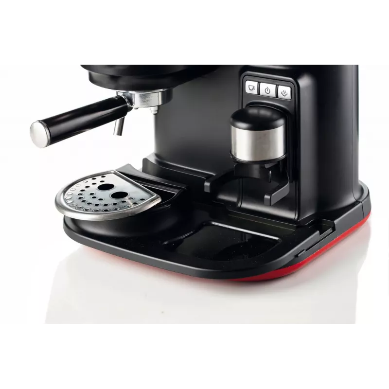 Ariete 1318 Moderna espresso automāts ar integrētu kafijas dzirnaviņu, kafijas pupiņām un maltai kafijai, piena putotājs kapučīno pagatavošanai, 1 un 2 tasīšu filtrs, 1080 W, 800 ml, sarkans