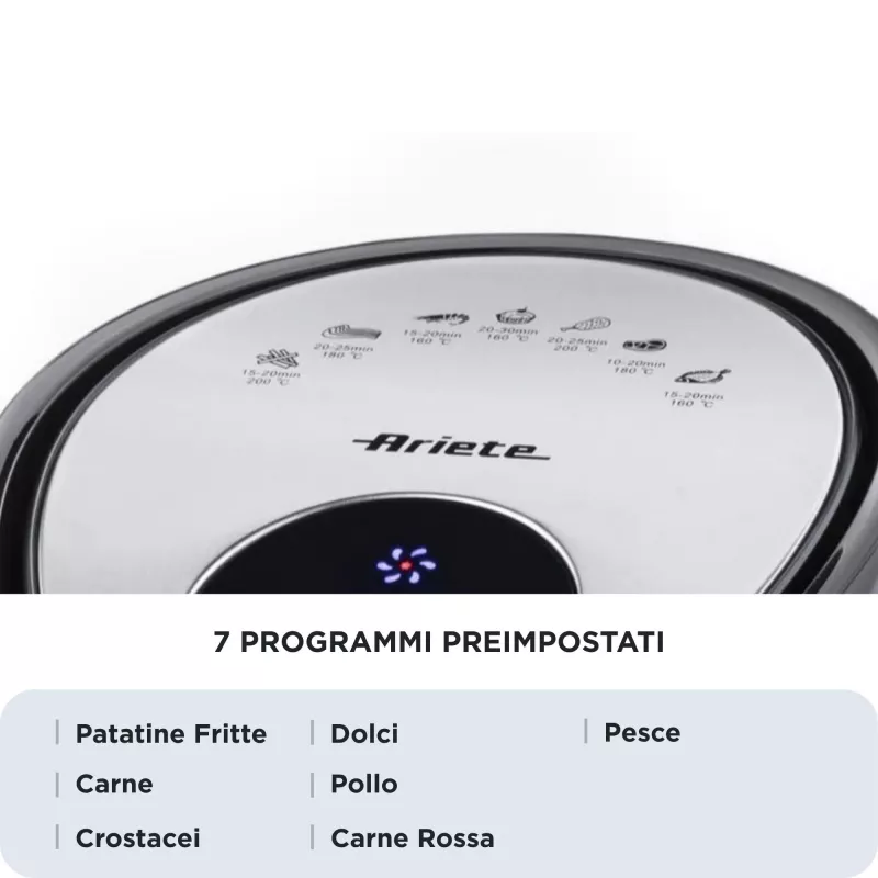 Ariete 4618 Airy Fryer XXL - Gaisa cepeškrāsns - Apcep 2,5 kg frī kartupeļu - 7 litri - Gatavošana bez eļļas un taukiem - 1800 W - Melns