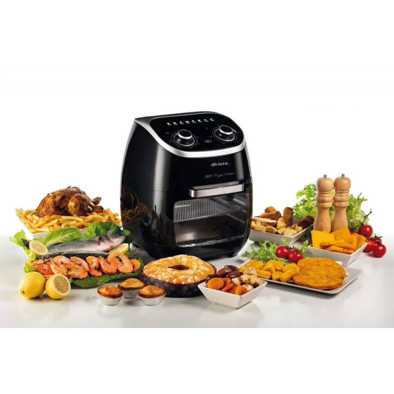Ariete 4619 Airy Fryer Oven - gaisa fritieris un elektriskā cepeškrāsns ar rotisserie - rotējošs grozs - žāvētājs - 2000 W - 11 litri - tērauds