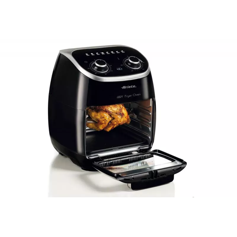 Ariete 4619 Airy Fryer Oven - gaisa fritieris un elektriskā cepeškrāsns ar rotisserie - rotējošs grozs - žāvētājs - 2000 W - 11 litri - tērauds