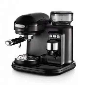 Ariete 1318 Moderna Espresso automāts ar iebūvētu kafijas dzirnaviņu, kafijas pupiņām un maltai kafijai, piena putotājs kapučīno pagatavošanai, 1 un 2 tasīšu filtri, 1080 W, 800 cc, melna