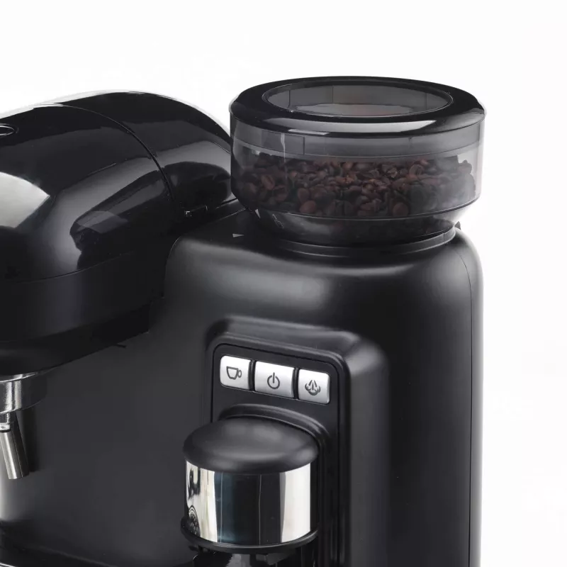Ariete 1318 Moderna Espresso automāts ar iebūvētu kafijas dzirnaviņu, kafijas pupiņām un maltai kafijai, piena putotājs kapučīno pagatavošanai, 1 un 2 tasīšu filtri, 1080 W, 800 cc, melna