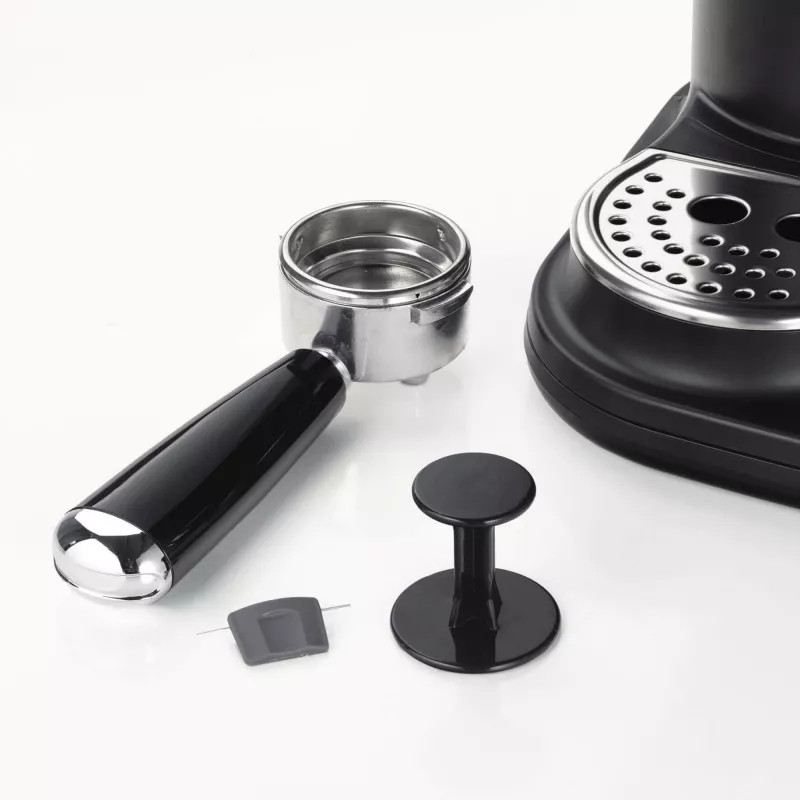 Ariete 1318 Moderna Espresso automāts ar iebūvētu kafijas dzirnaviņu, kafijas pupiņām un maltai kafijai, piena putotājs kapučīno pagatavošanai, 1 un 2 tasīšu filtri, 1080 W, 800 cc, melna