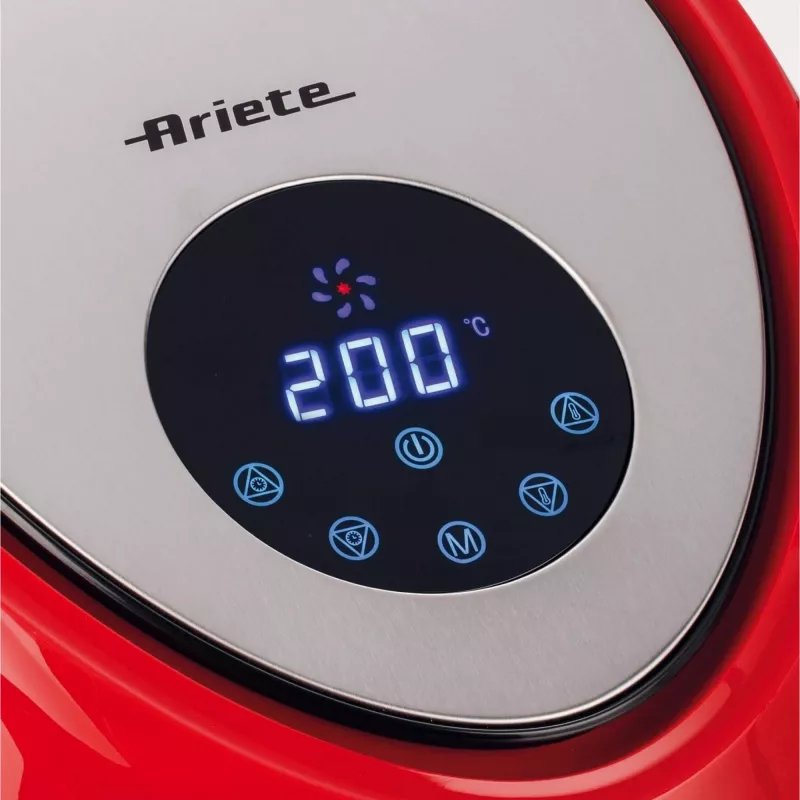 Ariete 4618 Airy Fryer XXL - gaisa fritieris - cep līdz 2,5 kg frī kartupeļu - 7 litri - gatavošana bez eļļas un taukiem - 1800 W - sarkans