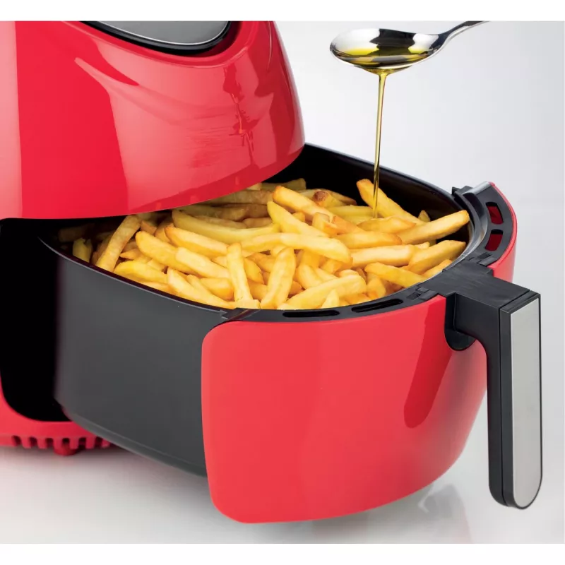 Ariete 4618 Airy Fryer XXL - gaisa fritieris - cep līdz 2,5 kg frī kartupeļu - 7 litri - gatavošana bez eļļas un taukiem - 1800 W - sarkans