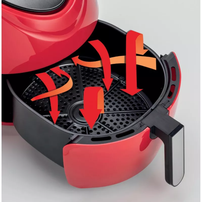 Ariete 4618 Airy Fryer XXL - gaisa fritieris - cep līdz 2,5 kg frī kartupeļu - 7 litri - gatavošana bez eļļas un taukiem - 1800 W - sarkans