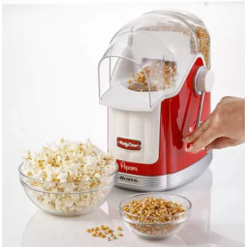 Ariete 2958 Popkorna Gatavotājs Party Time, Popkorna Gatavotājs ar Sviru, 1100 W, Tilpums 600 g, Bez Tauku Karstā Gaisa Gatavošana, Sarkans
