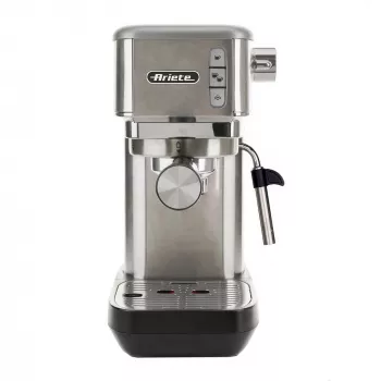 Ariete 1380 Metal kafijas automāts, saderīgs ar maltu kafiju un ESE podiņiem, 1300 W, 1,1 L ietilpība, 15 bāru spiediens, ½ krūzes filtrs, kapučīno pagatavošanas ierīce, sudraba krāsa