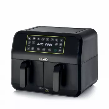 Ariete 4623 Airy Fryer Dual, gaisa fritieris ar dubulto grozu, 1700 W, 8L ietilpība, 3 gatavošanas funkcijas, digitāls LED skārienpanelis, 8 iepriekš iestatītas programmas, taimeris, 2 grozi, melns