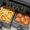 Ariete 4623 Airy Fryer Dual, gaisa fritieris ar dubulto grozu, 1700 W, 8L ietilpība, 3 gatavošanas funkcijas, digitāls LED skārienpanelis, 8 iepriekš iestatītas programmas, taimeris, 2 grozi, melns
