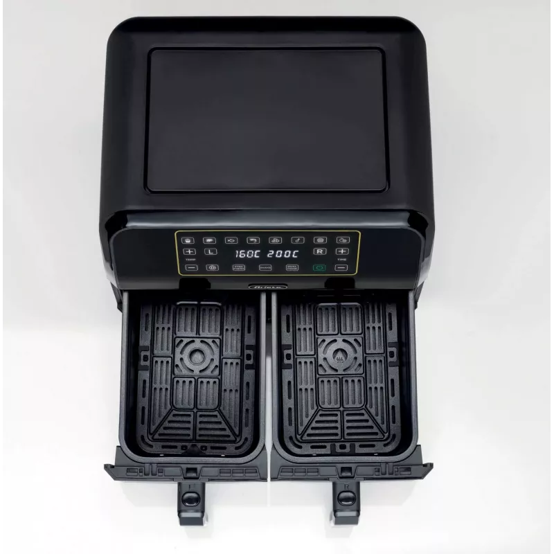 Ariete 4623 Airy Fryer Dual, gaisa fritieris ar dubulto grozu, 1700 W, 8L ietilpība, 3 gatavošanas funkcijas, digitāls LED skārienpanelis, 8 iepriekš iestatītas programmas, taimeris, 2 grozi, melns