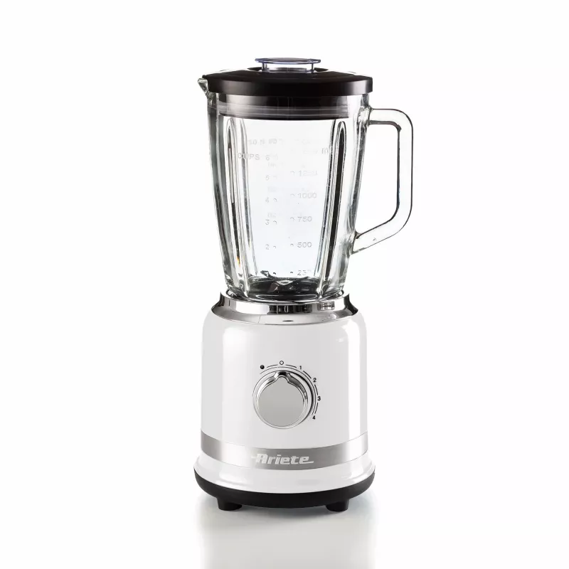 Ariete Modern balta Blender ar glass cup, Galda blenderis, 1.5 L, Impulsa funkcija, Ledus drupināšana, 1000 W, Balts